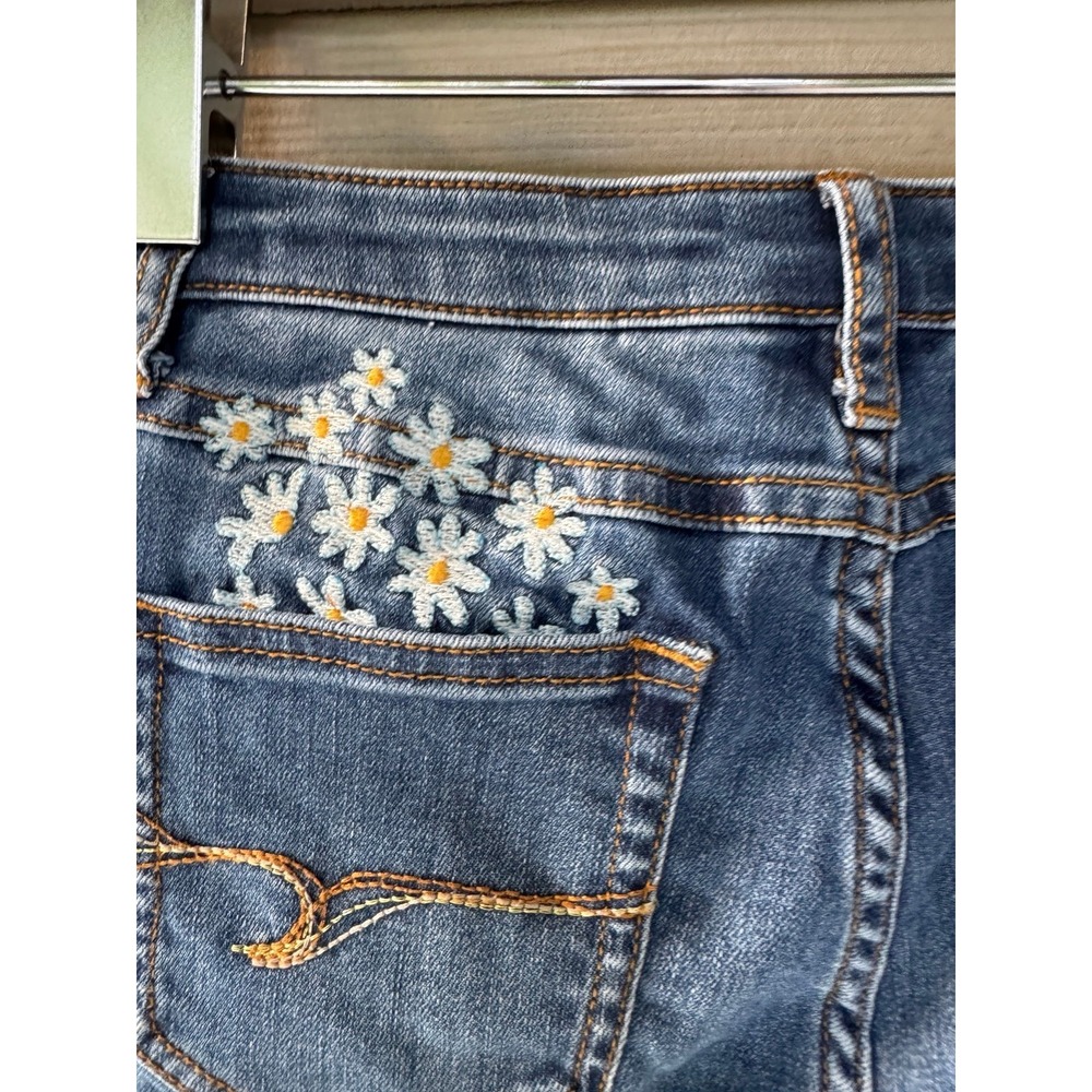 Desigual Exotic Jeans Size 26 Embroidered Daisy Floral Skinny Jeans Y2K Boho - Picture 6 of 6